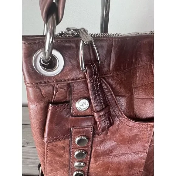 B. Makowsky Genuine Leather Hobo Studded Hobo Shoulder Bag - Picture 8 of 16